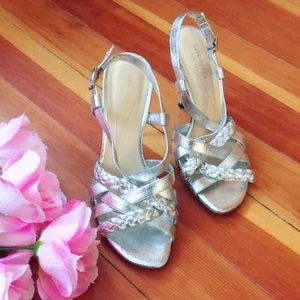 Kate Spade Silver Metallic Heel Slingbacks